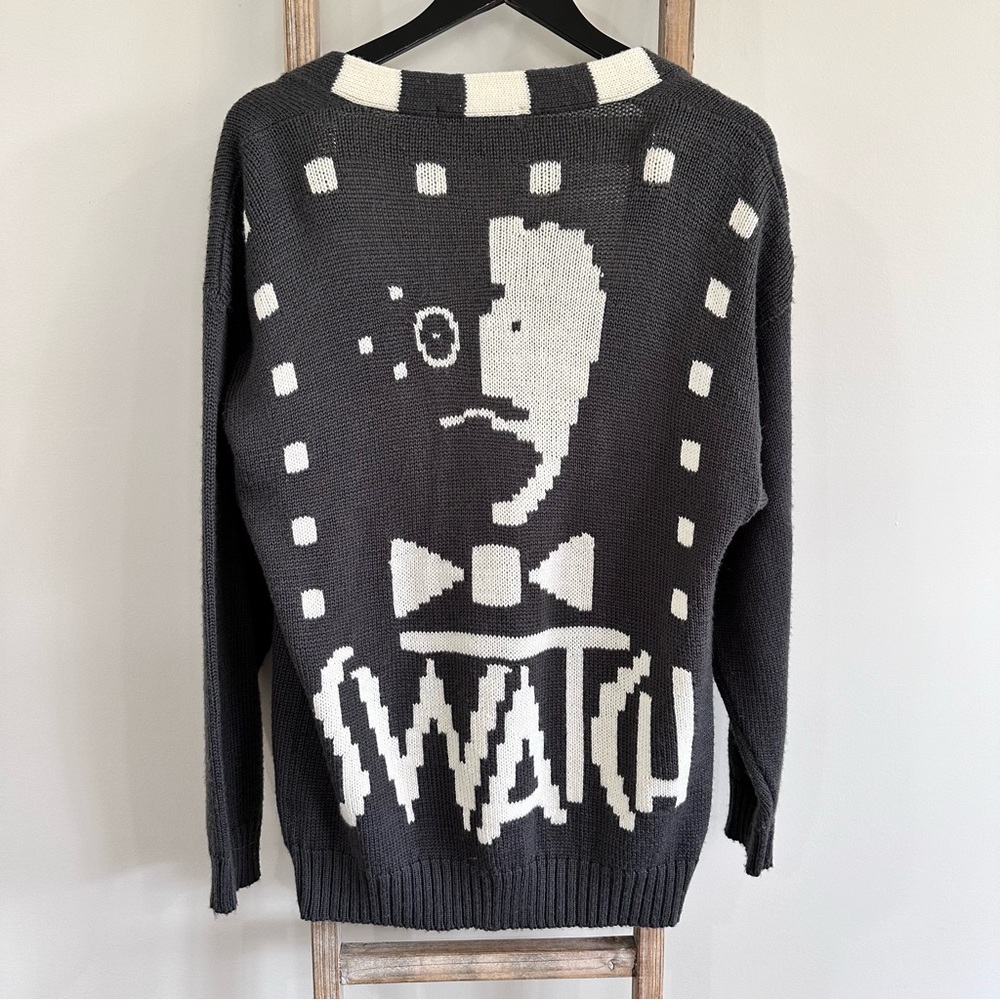 Swatch Watch Vintage 80’s Graphic Cardigan Size Large